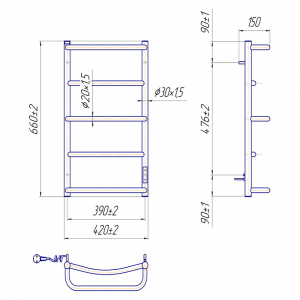 Полотенцесушитель Люкс HP -I 65x43/15 TR