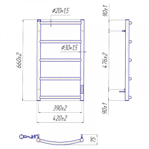 Полотенцесушитель Классик HP-I 65x43/75 TR