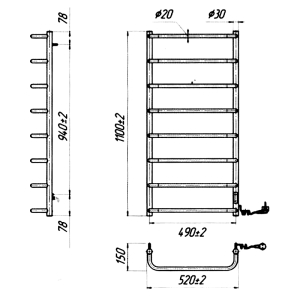 Полотенцесушитель Стандарт HP-I 109x53/15 TR