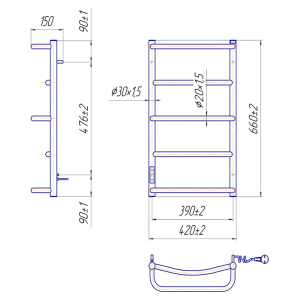 Полотенцесушитель Люкс HP -I 65x43/15 TR