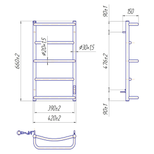 Полотенцесушитель Люкс HP -I 65x43/15 TR