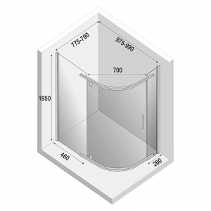 Душевая штора New Komfort 100x80