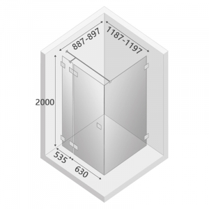 Душевая штора Eventa 120x90 L