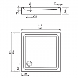 Поддон Tako 90x90