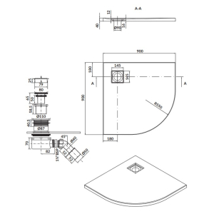 Піддон Tako Slim 90x90 з сифоном