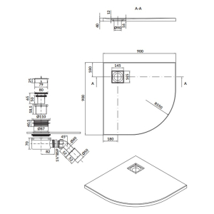 Піддон Tako Slim 90x90 з сифоном