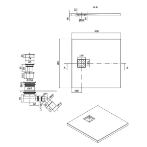 Поддон Tako Slim 90x90 с сифоном