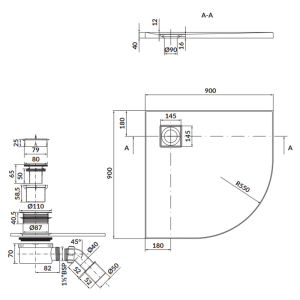 Піддон Tako Slim 90x90 з сифоном
