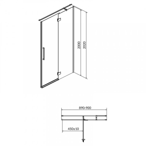 Душові двері Crea 90x200 R
