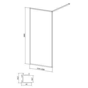 Душова стінка Walk-In Larga 120