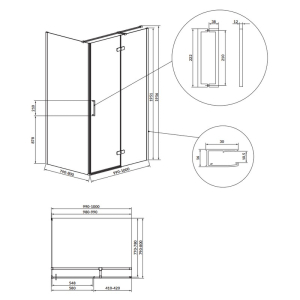 Душевая штора Jota 100x80 R