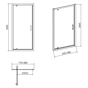 Душові Двері Pivot Basic 90x185