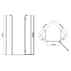 Душова штора Jota 90x90 R