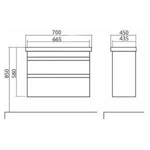 Шкафчик Винтаж 70 и раковина Frame 70