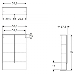 Шафка дзеркальна Selnova Square 60