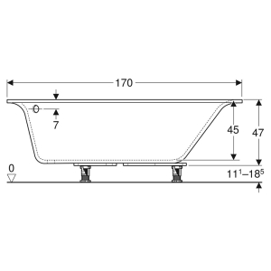 Ванна Selnova Square 170x105 c ножками отверстие слива слева