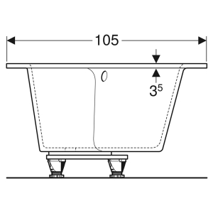 Ванна Selnova Square 170x105 c ножками отверстие слива слева