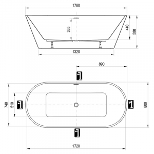 Ванна Solo 178x80 окремостояча