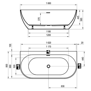 Ванна Freedom W 166x80 окремостояча