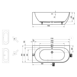 Ванна Freedom O 170x80 Corner правая отдельностоящая