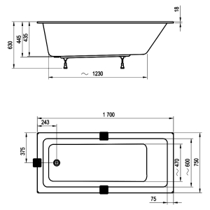 Ванна 10° Slim 170x75