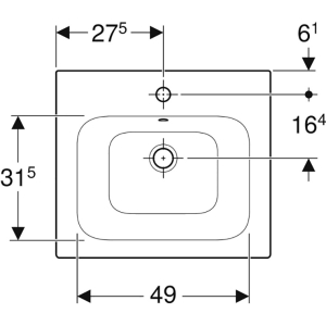 Раковина Selnova Square 55 Slim Rim