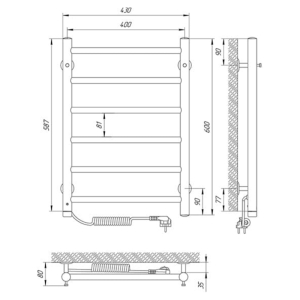 Полотенцесушитель Альфа П6 40x60