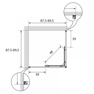 Душова штора Prime Black 90x90