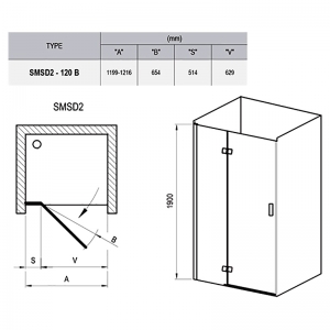 Душові двері SMSD 2-120 B-R Transparent