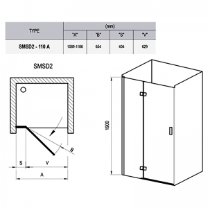 Душевая дверь SMSD 2-110 A-R Transparent