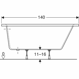 Ванна Elipso 140x100 c ножками отверстие слива слева