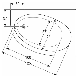 Ванна Elipso 140x100 c ножками отверстие слива слева