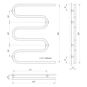 Полотенцесушитель Змеевик 60x80