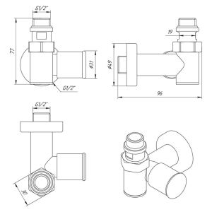 Кран под ТЭН 1/2"-1/2"