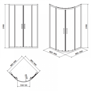 Душова штора Arteco 90x90