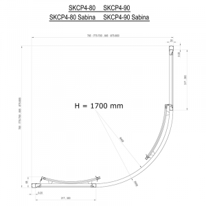 Душова штора SKCP 4-90 Sabina Transparent + білий