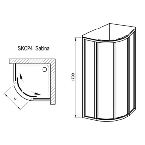 Душова штора SKCP 4-80 Sabina Pearl+білий