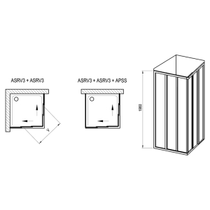 Душевая штора ASRV 3-90 Transparent+черный