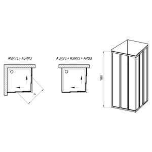 Душова штора ASRV 3-80 Transparent+чорний