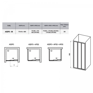 Душевая дверь ASDP 3-80 Transparent+сатиновый