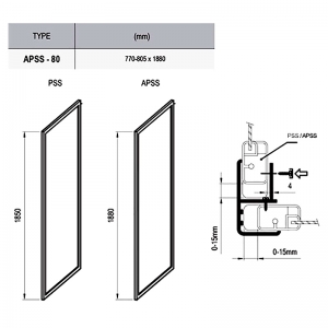 Душова стінка APSS-80 Transparent + сатиновий