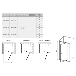 Душова стінка PPS-100 Transparent+білий