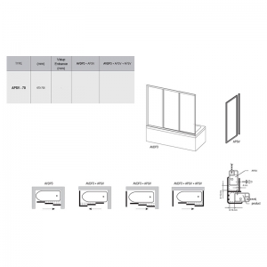 Стінка для ванни APSV-70 Transparent + сатиновий