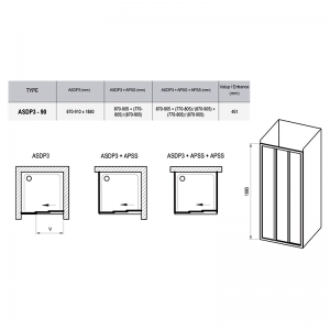 Душові двері ASDP 3-90 Pearl + сатиновий