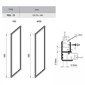 Душова стінка PSS-75 Transparent + білий