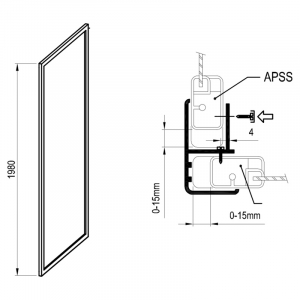 Душевая стенка APSS 3-80 Transparent+черный