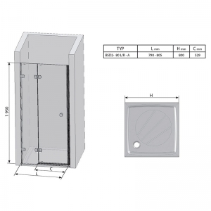 Душевая дверь BSD 2-80 A-R Transparent