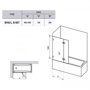 Штора для ванны BVS 2- 100 L Transparent