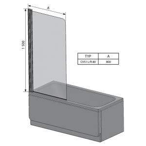 Штора для ванни CVS 1-80 L Transparent + білий