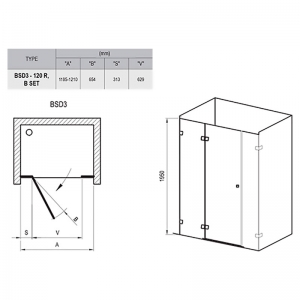 Душові двері BSD 3-120 R Transparent